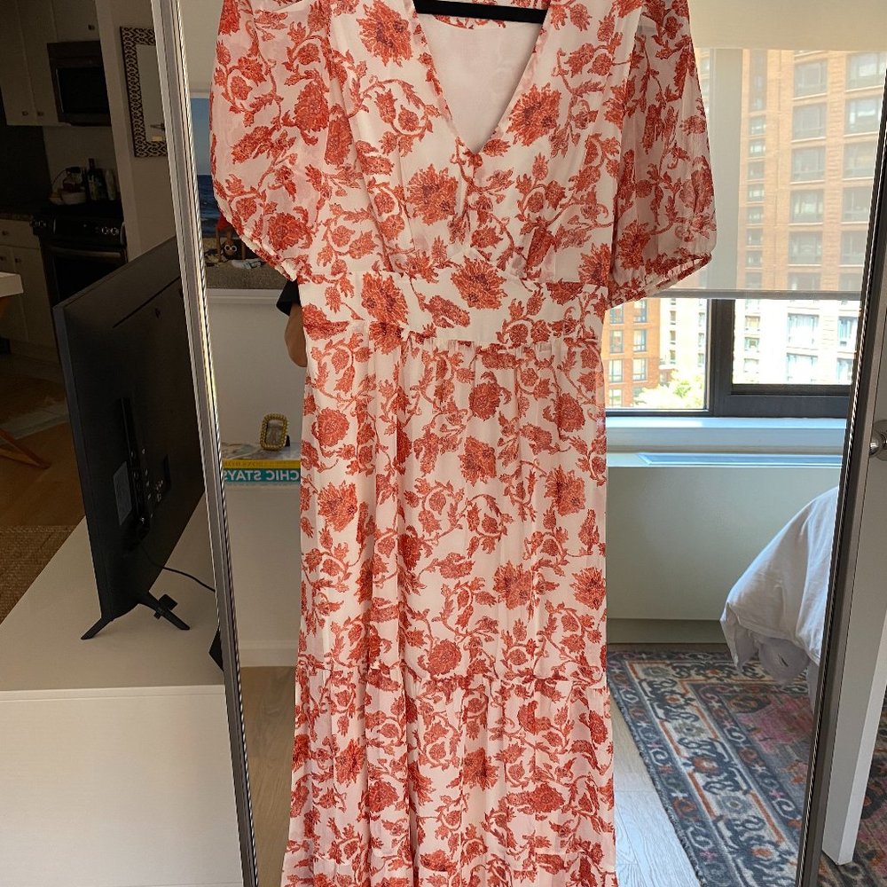AQUA Floral Print Midi Dress